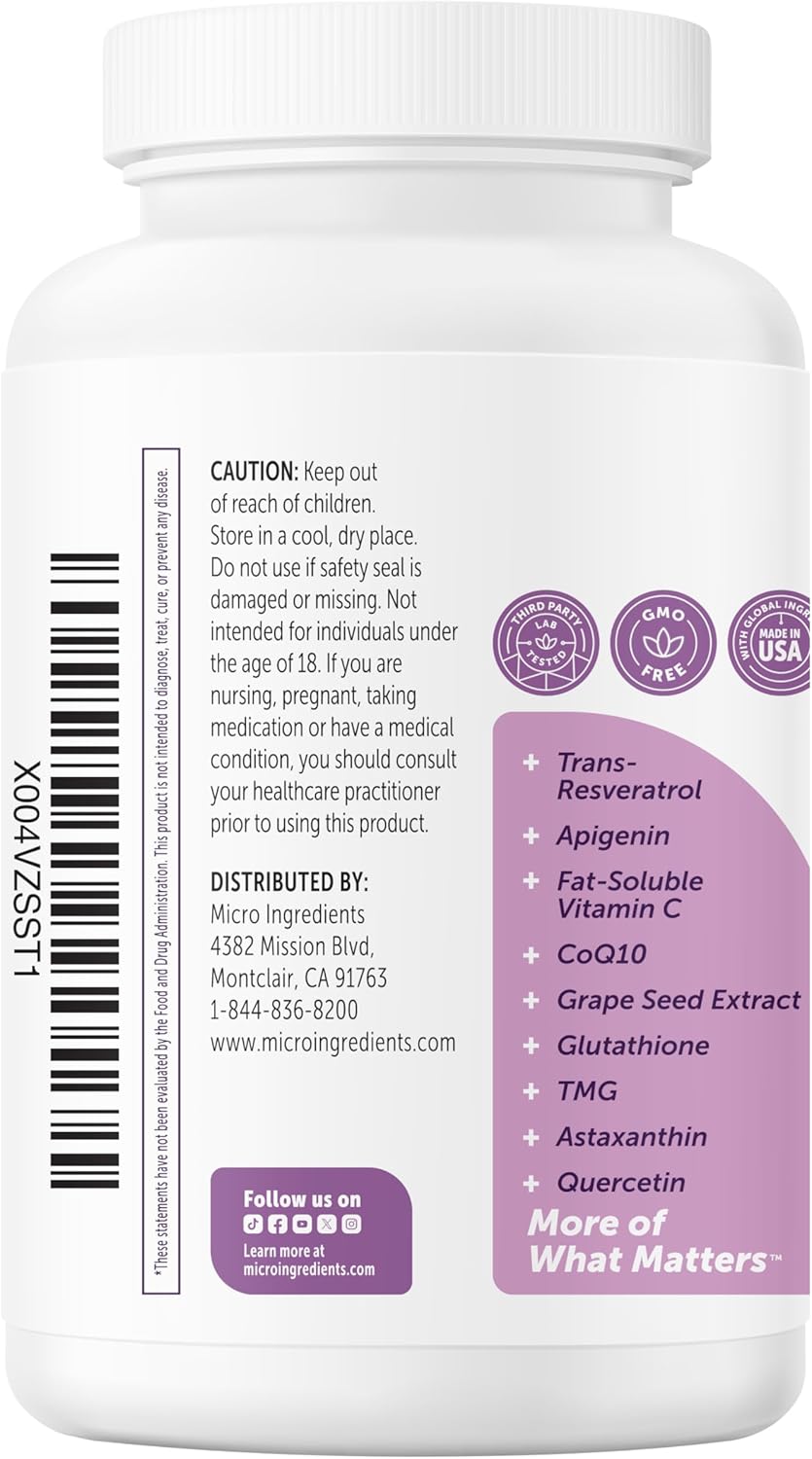Micro Ingredients NMN Complex 1,000mg Per Serving, Veggie Capsules(PACK OF 2)