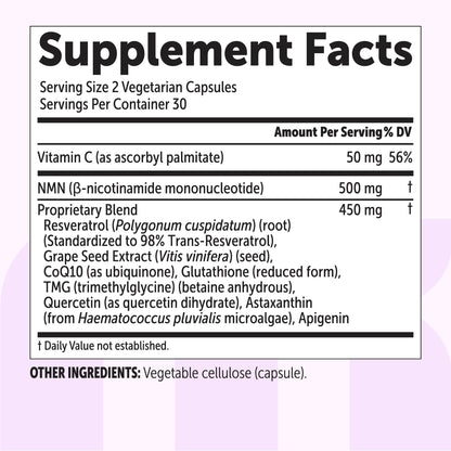 Micro Ingredients NMN Complex 1,000mg Per Serving, Veggie Capsules（PACK OF 2）