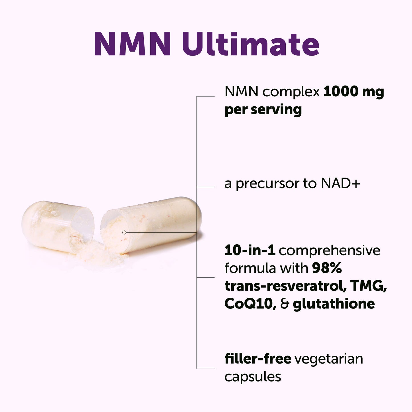 Micro Ingredients NMN Complex 1,000mg Per Serving, Veggie Capsules（PACK OF 2）